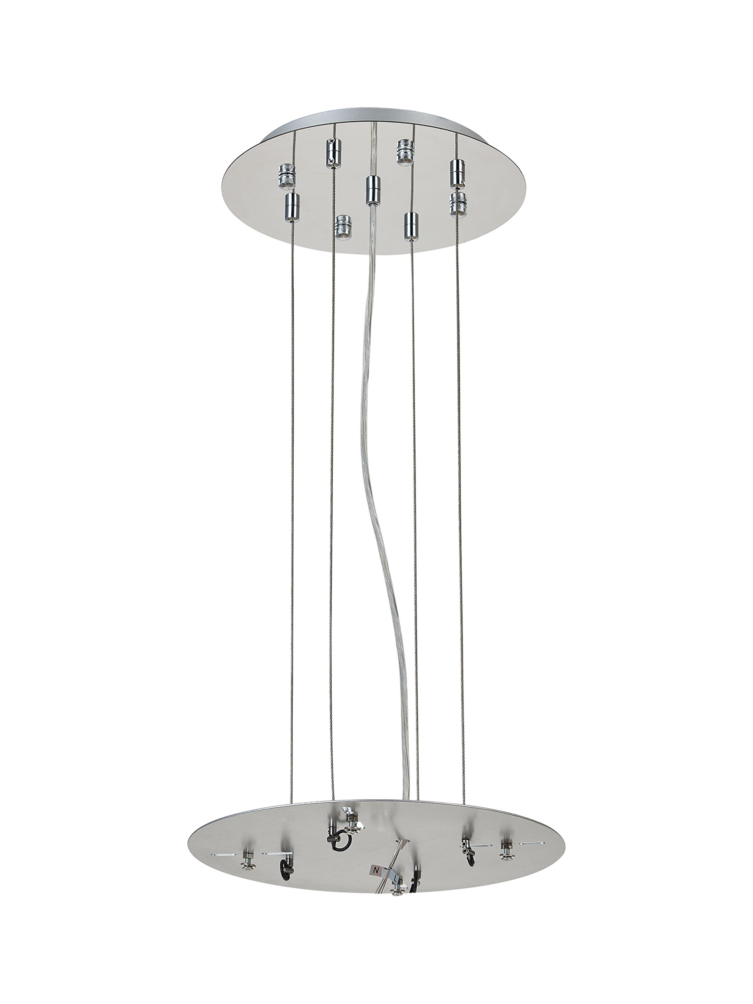 D0931CH/SI  Lowan 290mm, 3m Suspension Plate c/w Power Cable To Lower Flush Fittings, Polished Chrome/Silver Max Load 40kg (ONLY TESTED FOR OUR RANGE OF PRODUCTS)